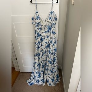 Half Sleeves Square A-Line long Bridesmaid Dress - Peacock Blue